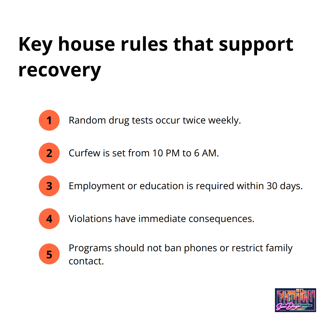 Compact list of effective house rules in women-only sober living. - sober living for females